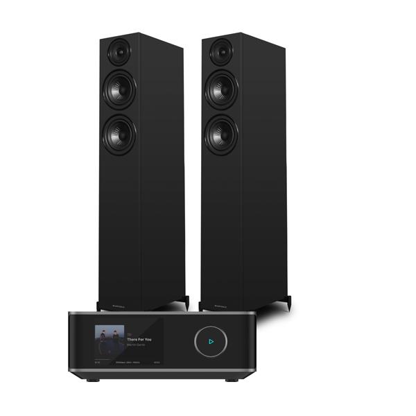 WiiM Amp Ultra Streaming Amplifier Wharfedale Diamond 12.4i Floorstanding Speakers