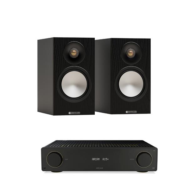 Arcam A15+ Integrated Amplifier Monitor Audio Bronze 50 7G Bookshelf Speakers