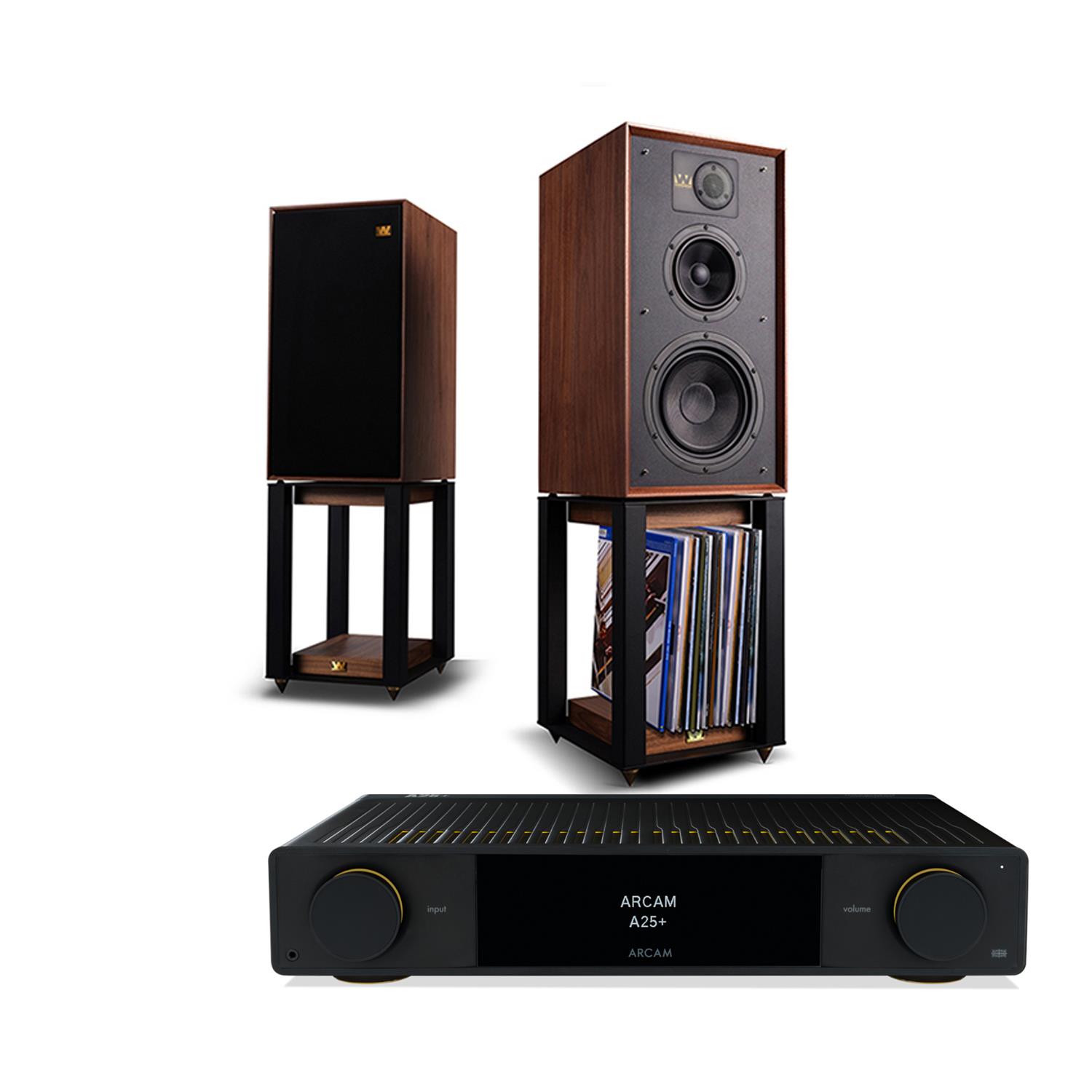 Arcam A25+ Amplifier  Wharfedale Linton Speakers and stands