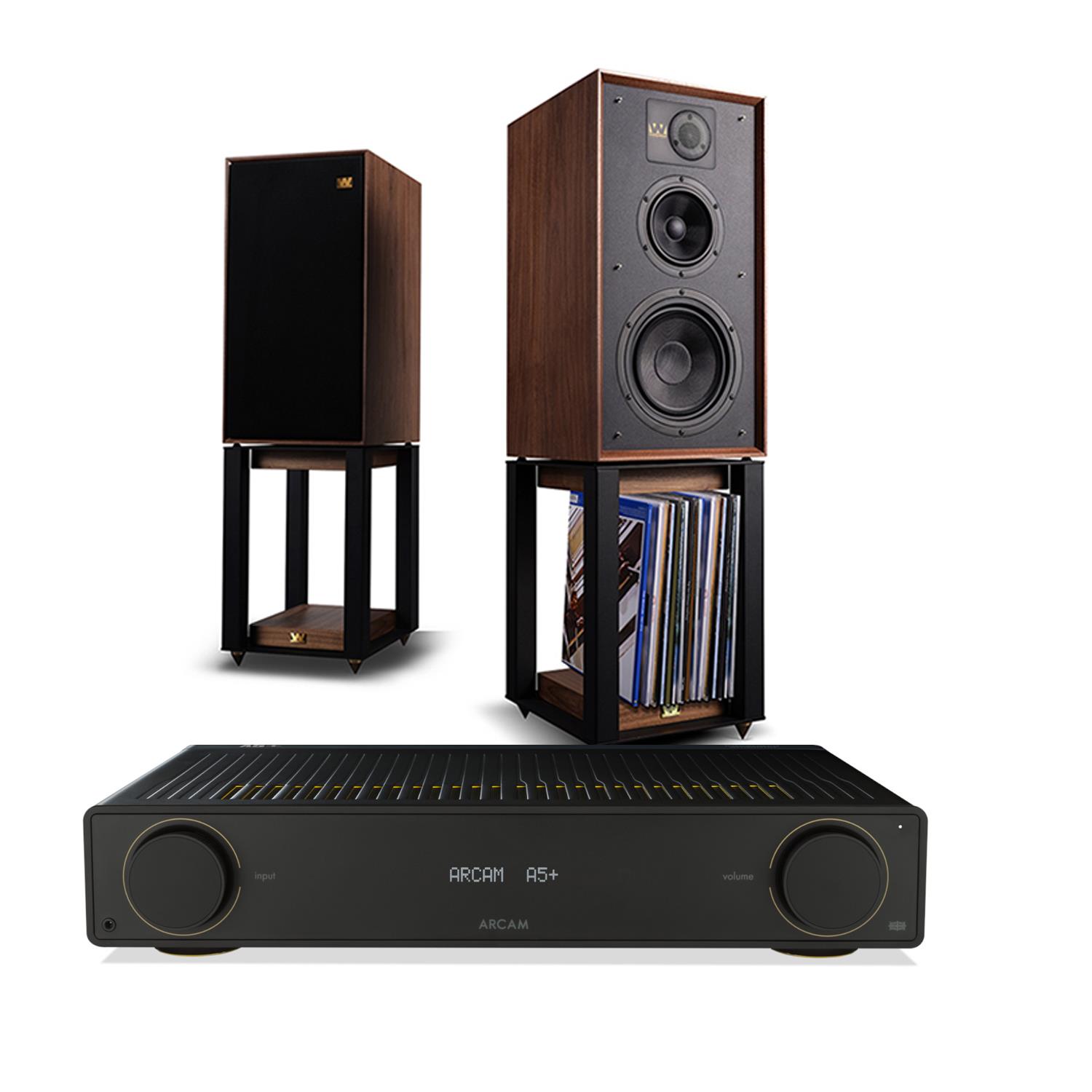 Arcam A5+ Amplifier<br>Wharfedale LINTON Heritage Speakers with Stands
