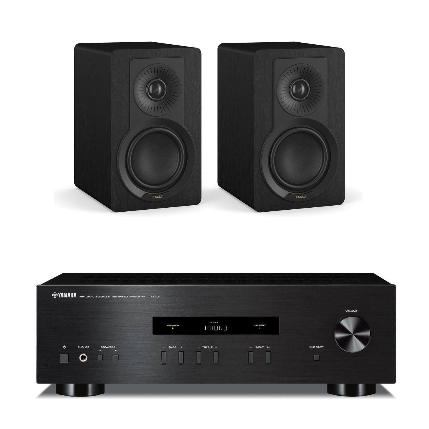 Yamaha A-S201 Amplifier<br>DALI KUPID Speakers