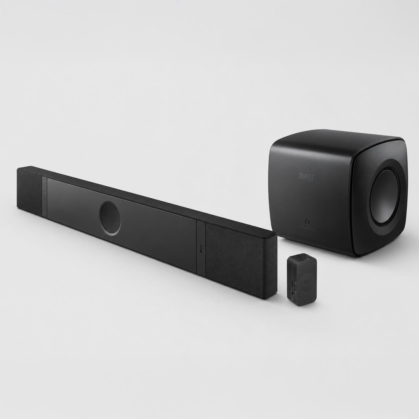 KEF XIO Soundbar + KC62 Subwoofer + KW2 Wireless Receiver