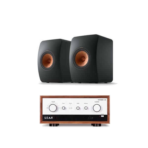 LEAK STEREO 130 (Walnut) Integrated Amplifier KEF LS50 Meta Bookshelf Speakers