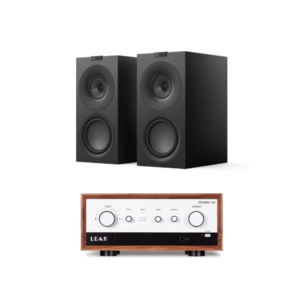 LEAK STEREO 130 (Walnut) Integrated Amplifier KEF Q Concerto Meta Bookshelf Speakers