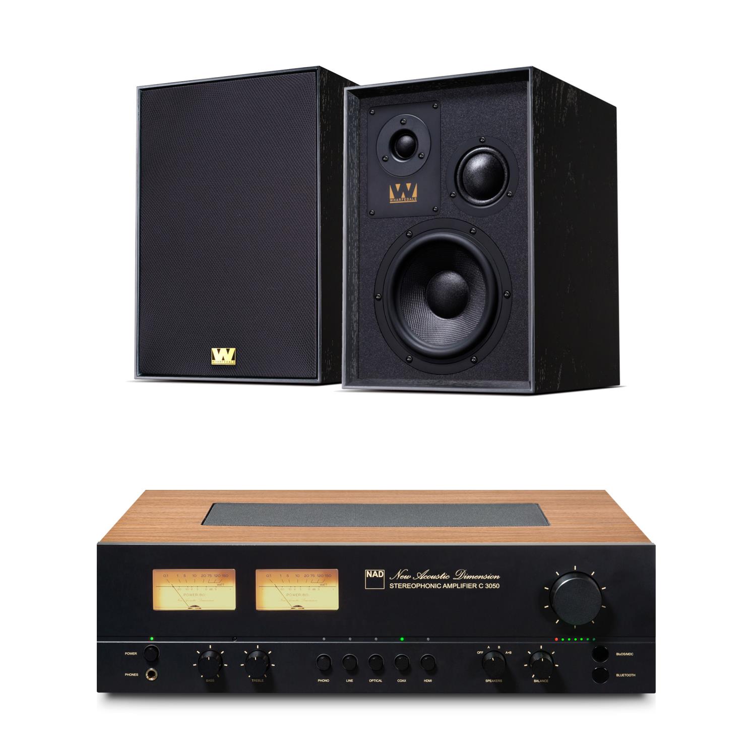 NAD C 3050 Amplifier<br>Wharfedale Super Denton Speakers