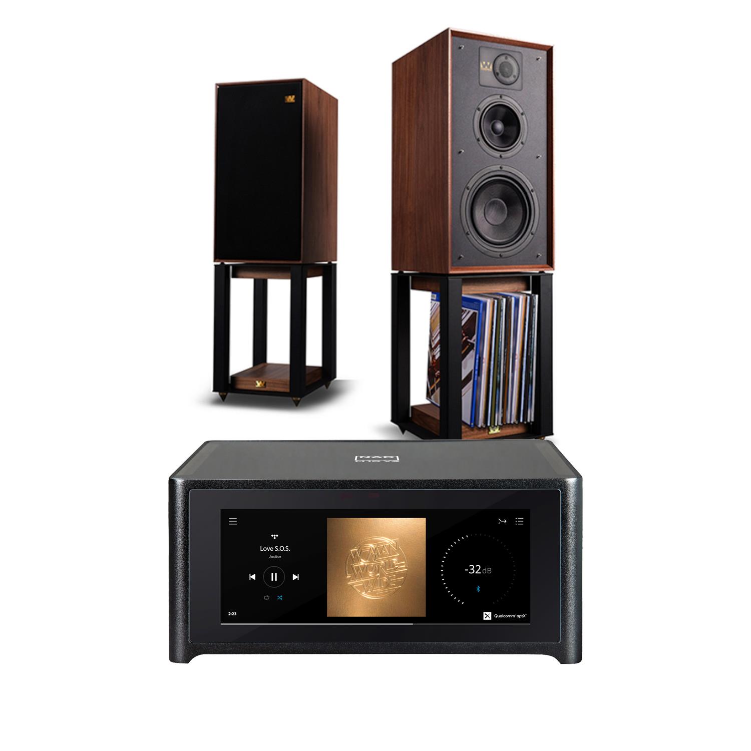 NAD M10 V3 Streaming System<br>Wharfedale LINTON Heritage Speakers with stands