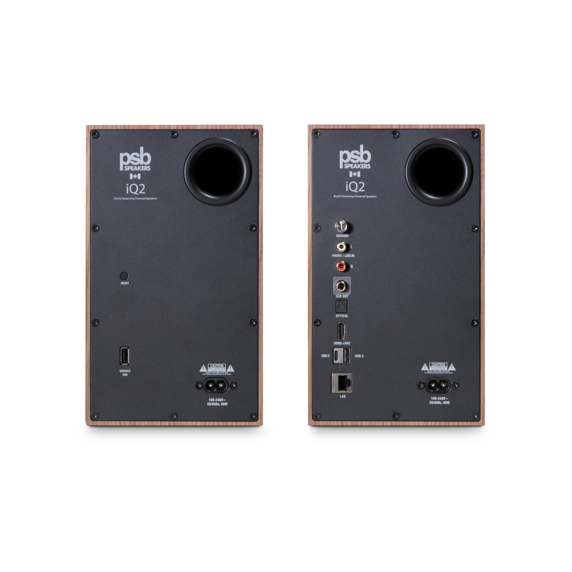 PSB iQ 2 (Walnut Veneer) Wireless Speakers With BluOS