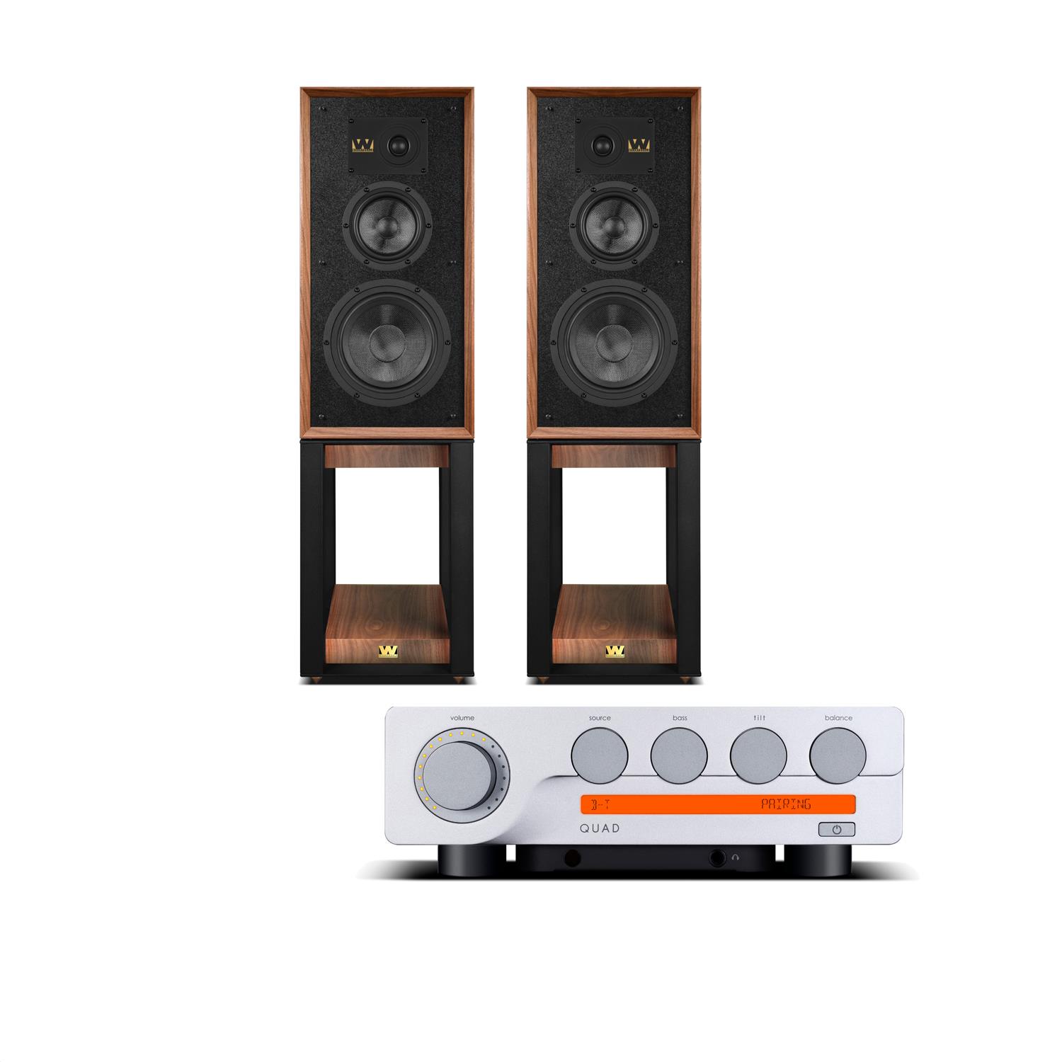 Quad 3 Amplifier<br>Wharfedale SUPER Heritage Speakers with Stands