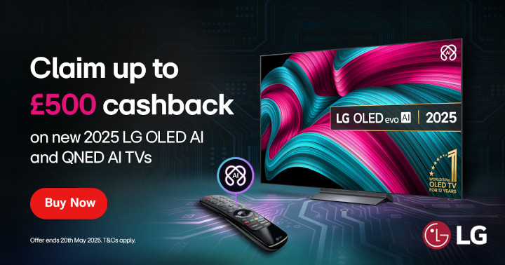 Claim up to £700 cashback on selected LG OLED TV's