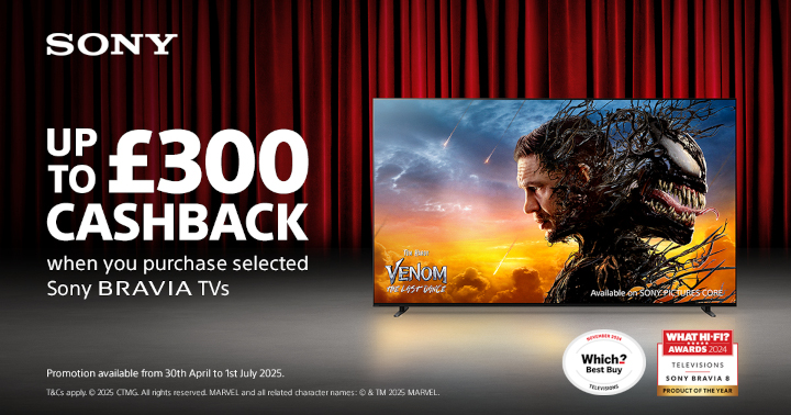 Claim Up To £300 Cashback On Selected Sony TV
