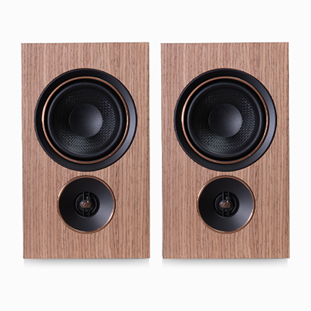 PSB iQ2 wireless powered stereo speakers in walnut