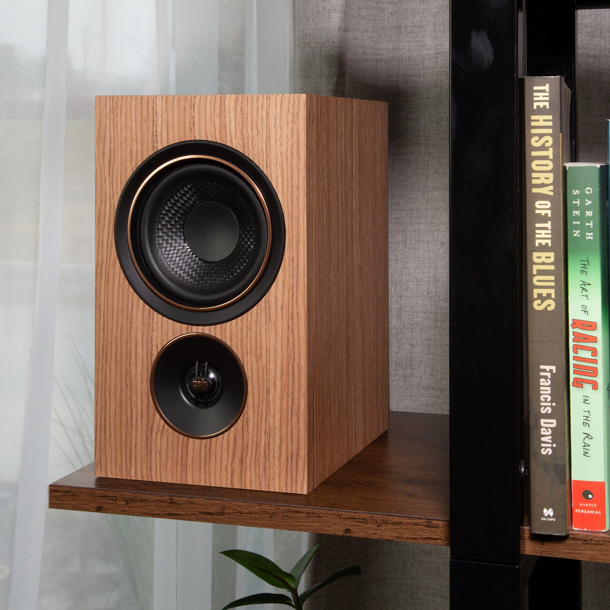 PSB iQ powered speaker in walnut