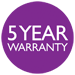 5 Year Warranty Available